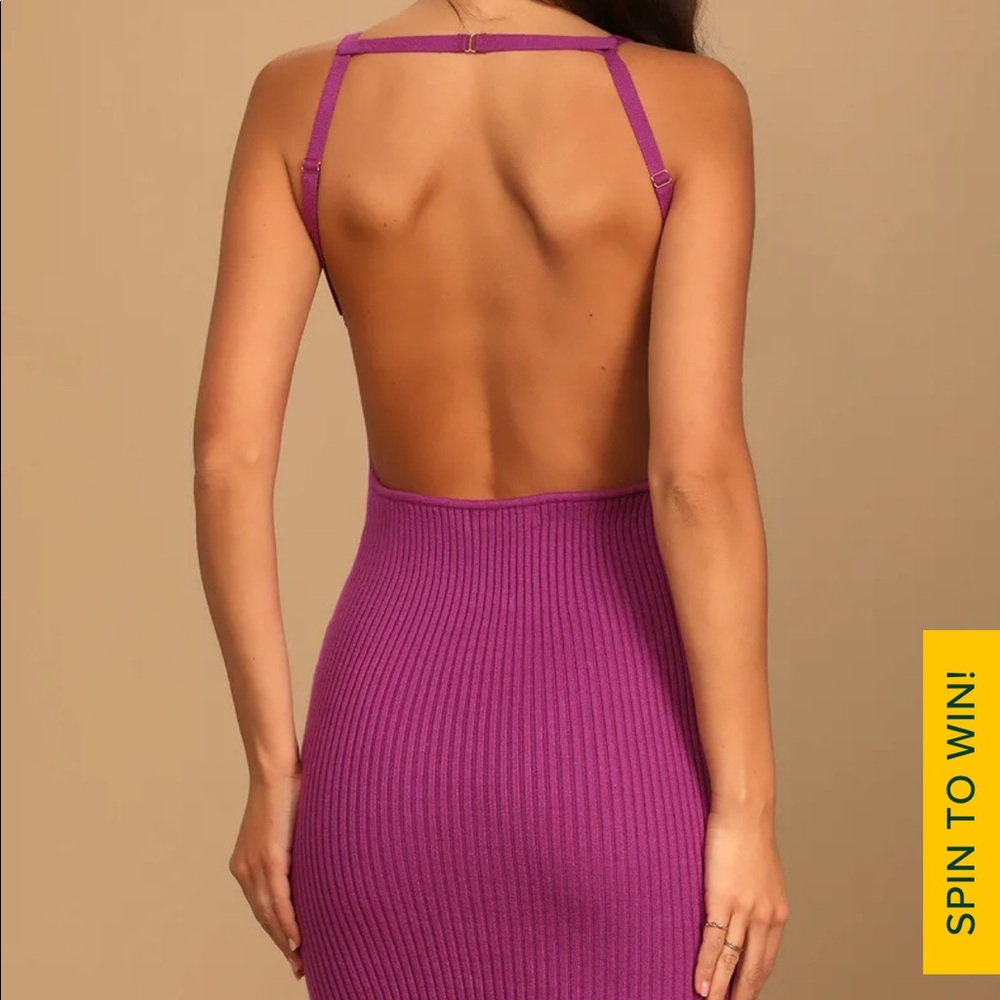 Called You Mine Magenta Ribbed Knit Backless Mini Dress